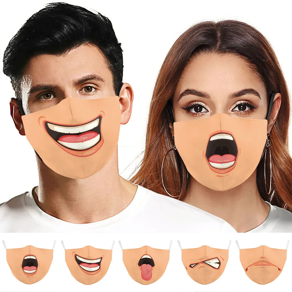 

Смешные женские и мужские маски для косплея на Хэллоуин, милая маска для лица с зубьями, Пылезащитная многоразовая хлопковая Спортивная мас...