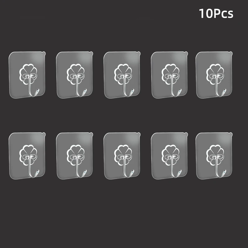 

10Pcs 6*6cm Transparent Strong Self Adhesive Door Wall Hangers Hooks Suction Heavy Load Rack Cup Sucker for Kitchen Bathroom