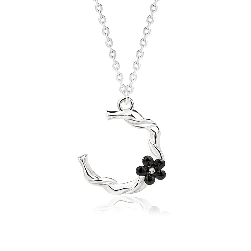 

Women Crystal Wreath Pendant Fashion Necklace Couple Necklace Chain Ladies Friendship 925 Silver Jewelry Gift
