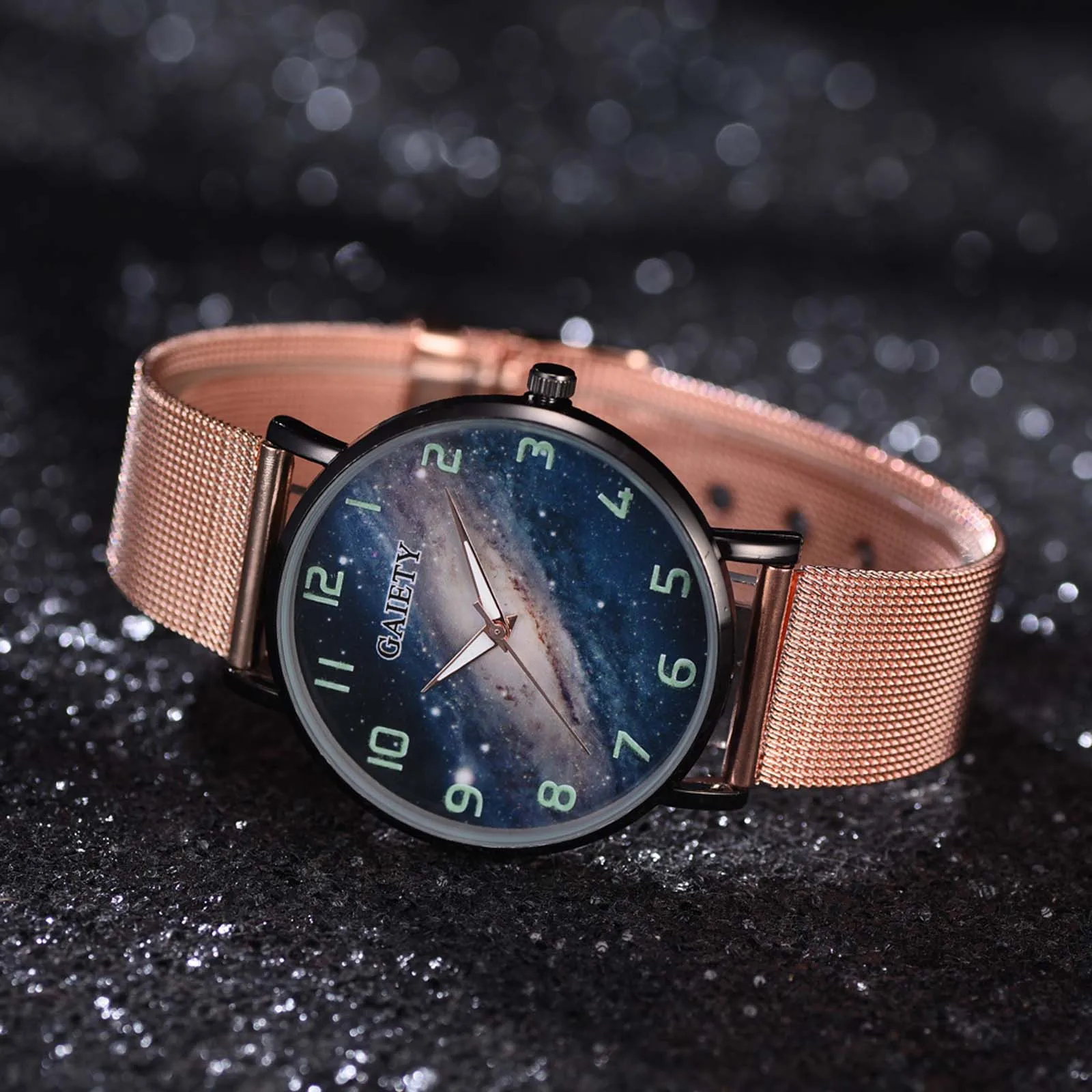 

Luxury Star Dial Stainless Steel Mesh Belt Watch Man Analog Universe Quartz Watch Waterproof Swimming Military Montre Homme