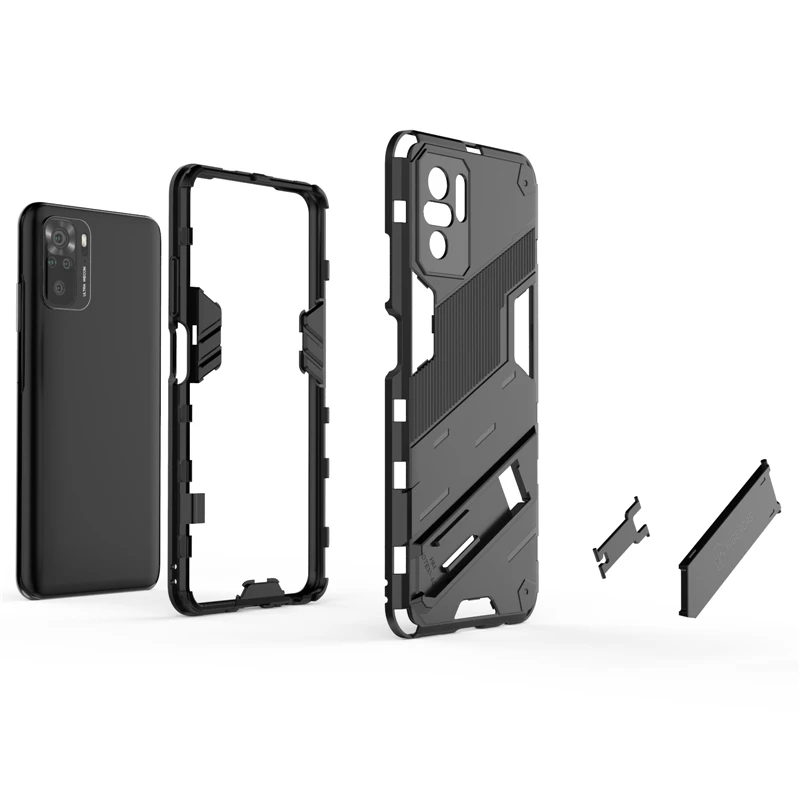 Phone Holder Case For Xiaomi Redmi Note 10 Case Bumper Hard Armor Full Cover For Redmi Note 10 Case For Redmi Note 10 6.43 inch