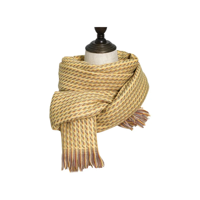 

High Quality Gorgeous Luxury Classic Wool Scarf with Shawl Heavy Real Cashmere Autumn Winter Warm