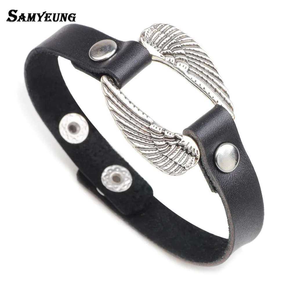 Винтажные кожаные браслеты с крыльями ангела мужские аксессуары очаровательные