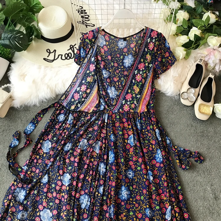 Женское платье с запахом ALPHALMODA пляжное цветочным принтом повседневное длинное в