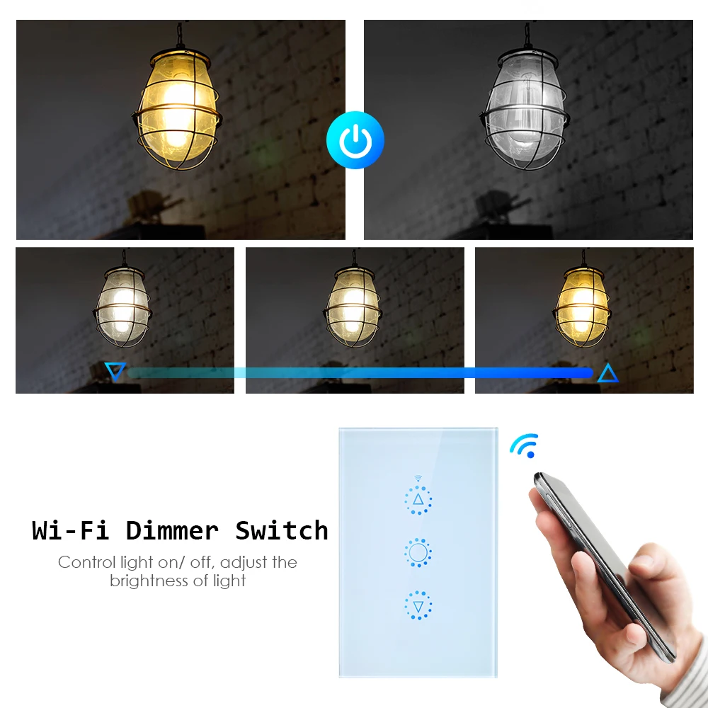 Wi Fi Смарт сенсорный диммер переключатель передачи голоса Управление светильник