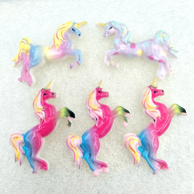 

10pcs New New Unicorn horse Flatback Resin Kawaii Cabochons DIY Scrapbook Hair Bows Center