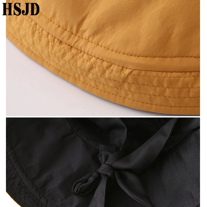 Шляпа Женская двухсторонняя с бантом однотонная Складная пляжная Панама