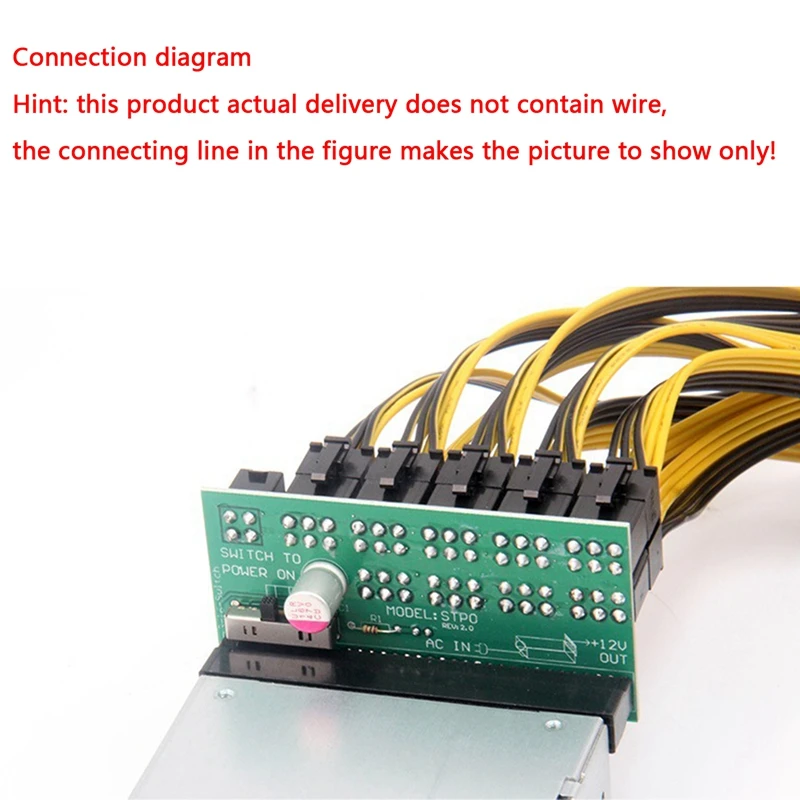 Коммутационная плата 1600 Вт для сервера майнинга Ethereum ETH ZEC блок питания GPU PSU 10x6Pin Hub