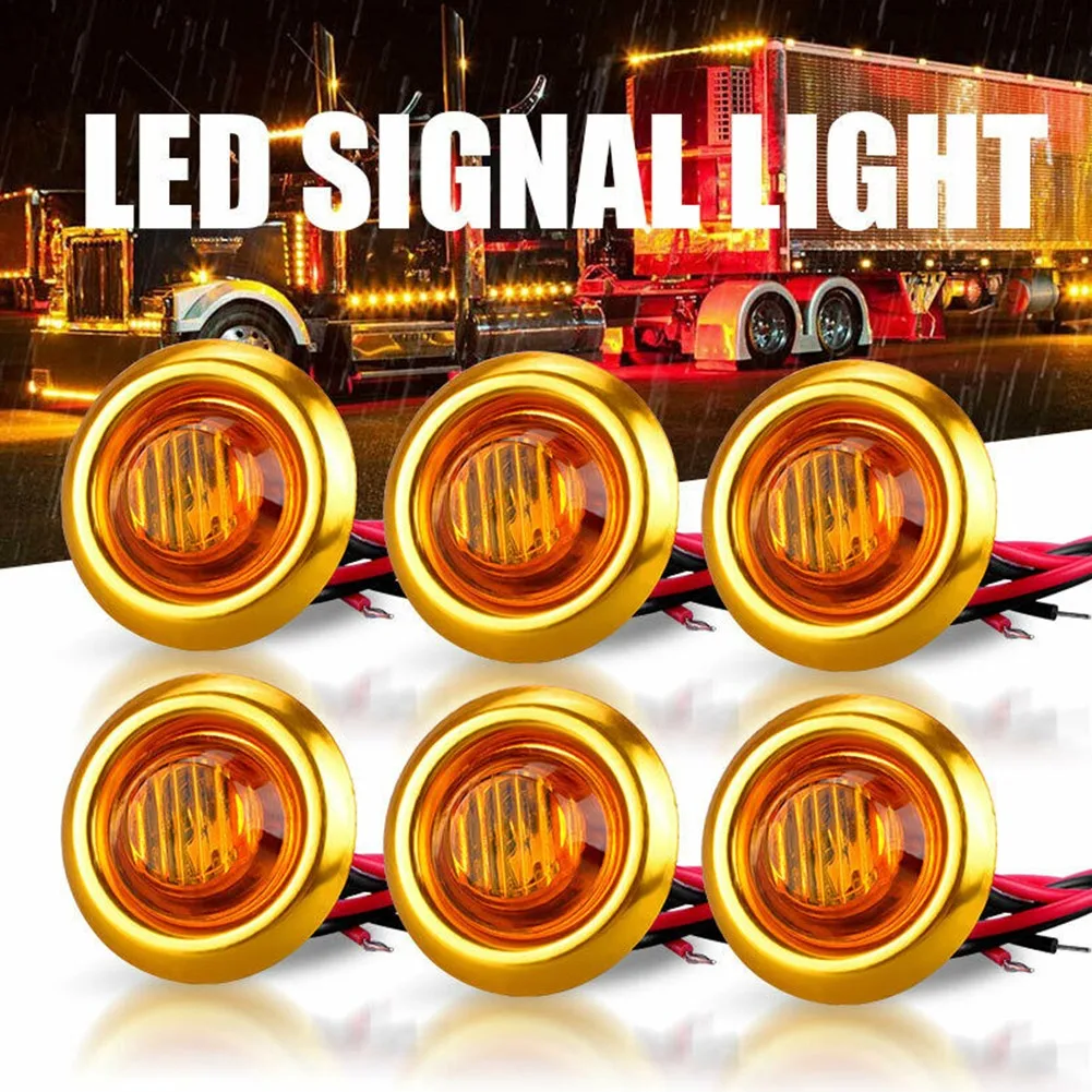 

10PCS 3/4"Warning Light LED Car Trailer Truck RV Round Side Bullet Indicator White Yellow 12V-24V LED Side Marker Lamp