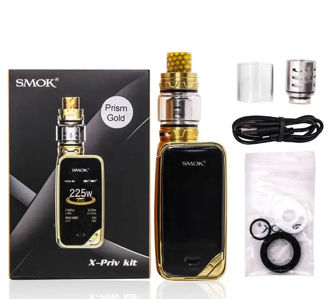 SMOK X-PRIV набор электронных сигарет 225 Вт X PRIV Box Mod с TFV12 Prince Tank 8 мл испаритель VAPE SMOK XPRIV Kit - Цвет: Prism Gold No Gift