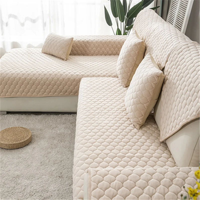 

Plush Solid Color Sofa Covers For Living Room Crystal Velvet Sofa Cover Modern Non-slip Corner Sofa Towel Couch Covers For Sofas