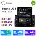 Автомагнитола Ownice для Nissan Teana J31 10,0-2003, автомобильная аудиосистема 2 Din, стерео проигрыватель, 4G LTE, Tesla, Android 2008