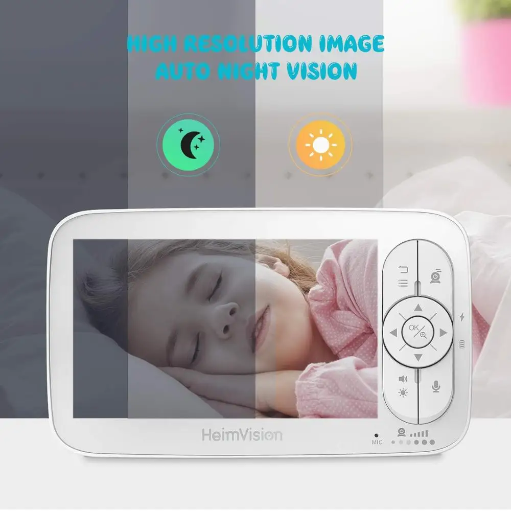 

HeimVision HM136 5.0 Inch Baby Monitor with Camera Wireless Video Nanny 720P HD Security Night Vision Temperature Sleep Camera