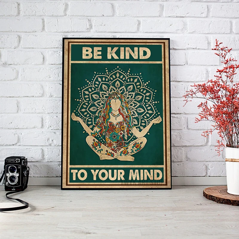 ВИНТАЖНЫЙ ПЛАКАТ будьте добры для вас женщина Йога холст живопись абстрактный