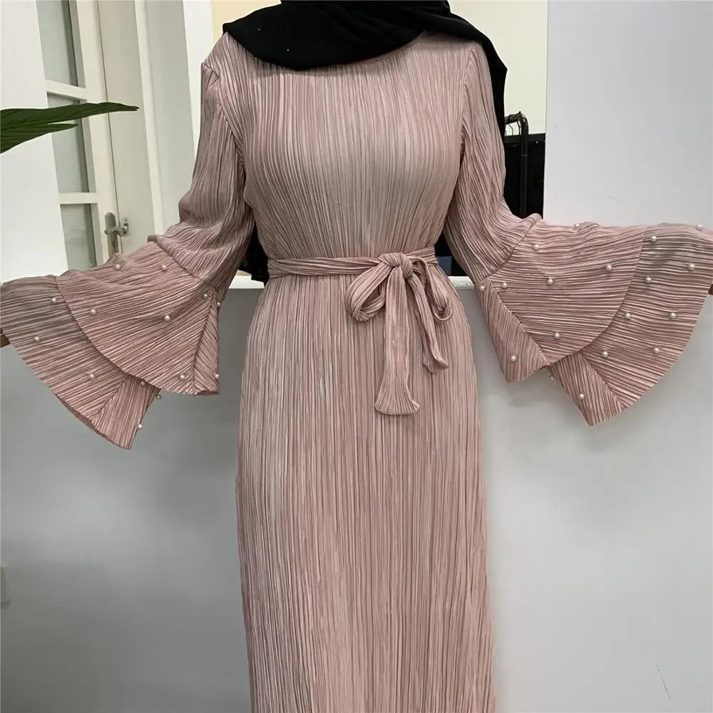 Новейший дизайн 2020 года скромная вечерняя одежда с длинными рукавами и жемчугом