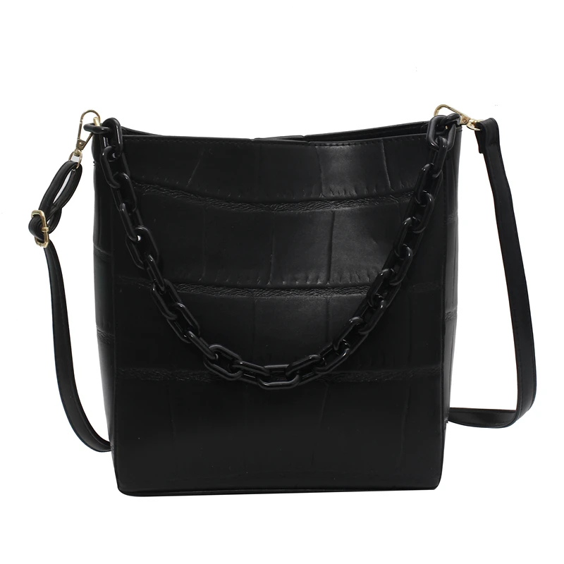 

Pattern Designer Stone Luxury Brand PU Leather Bucket Crossbody Handbags and Purses 2021 Fashion Lady Small Shoulder Bag