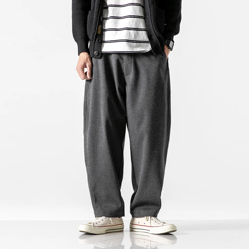 Мужские толстые Свободные повседневные широкие брюки с эластичной талией