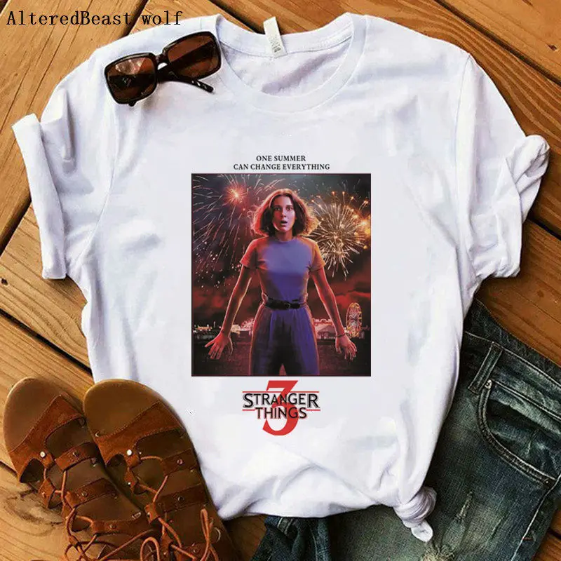 

Stranger Things 3 t shirt Eleven 2019 women summer t shirt funny Gothic Female Clothing vogue Streetwear casual short sleeve top