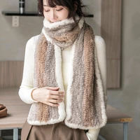 korean version natural real mink fur scarf fur integrated woven shawl warm women in autumn and winter lengthened and widened