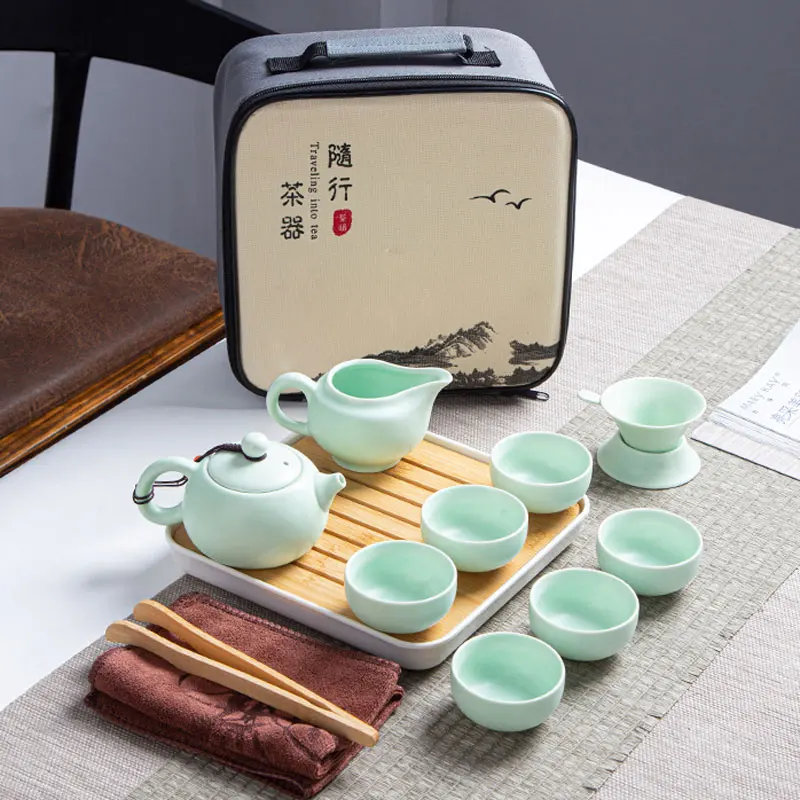 

Portable Travel Teaware Sets Ceramics Handmade Creative Fine Bone Chinese Dining Bar Teaware Sets Juego De Te Home Kitchen DB60C