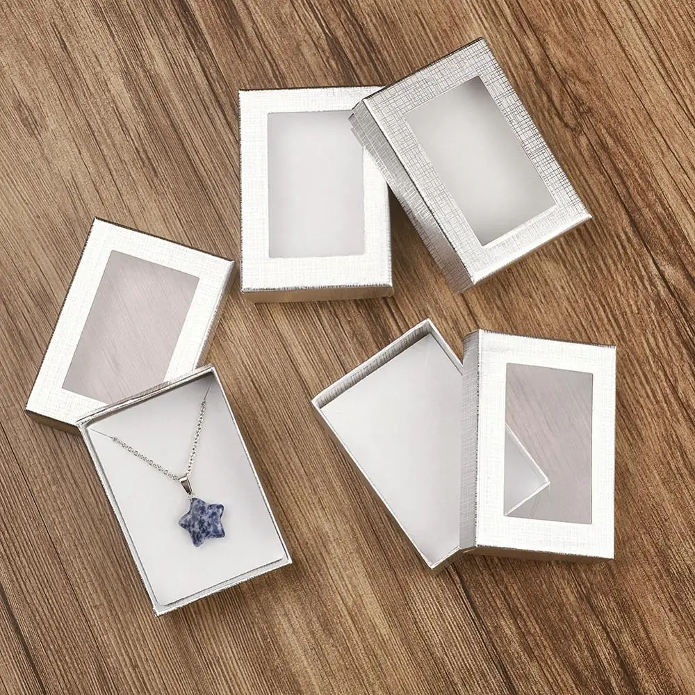 60pcs Jewelry Set Boxes Rectangle White Black Gift Boxes for Necklaces Earrings and Rings Packaging Cardboard 90x65x28mm