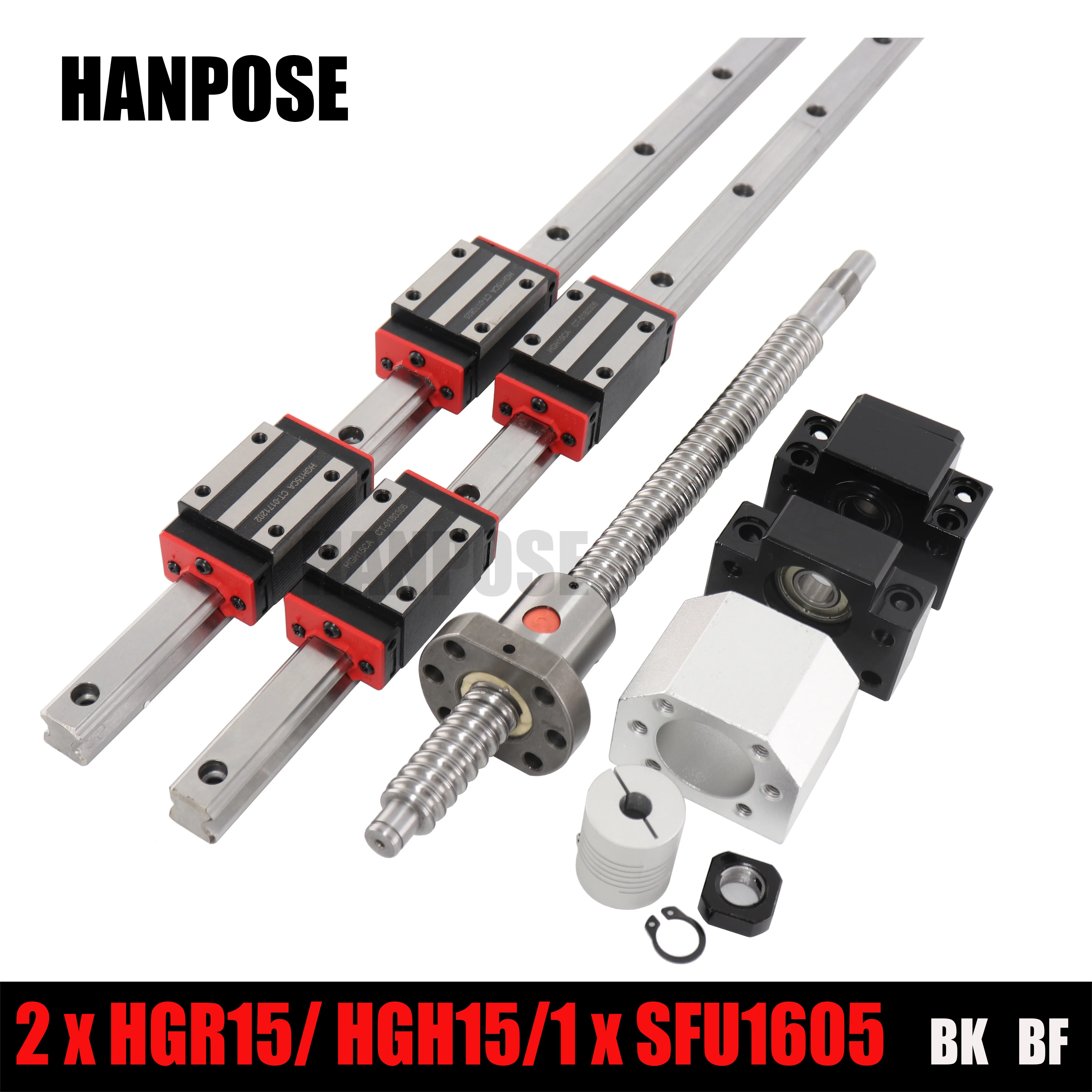 2 серии трек HGR15+ 1 мяч SFU1605 любой длины+ шариковый винт Опора BK/BF12 HGH15CA HGW15CC