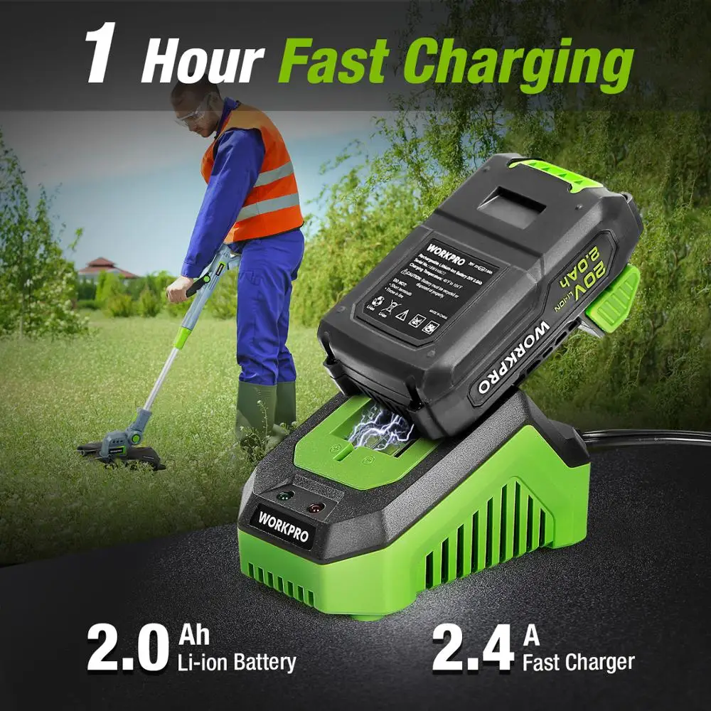 WORKPRO 20V электрическая газонокосилка Аккумуляторный Триммер автоматический