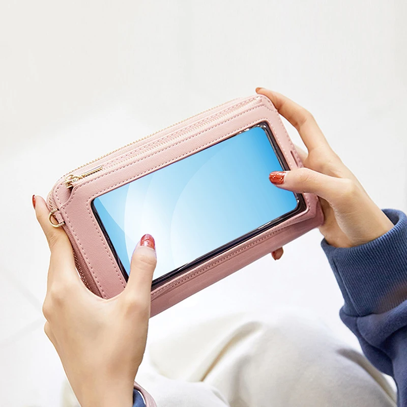 

Women Touch Screen Wristlet Handbag, RFID Protection Small Wallet Purse Crossbody Phone Bag