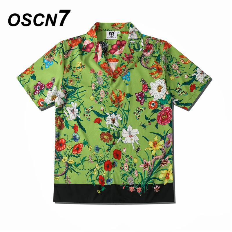 

OSCN7 Casual Printed Short Sleeve Shirt Men Street 2020 Hawaii Beach Oversize Women Fashion Harujuku Shirts for Men CSD31