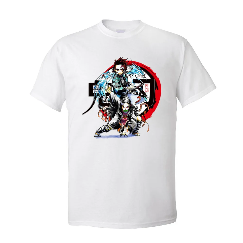 Demon Slayer 100% Cotton Tees for Men Custom T Shirt Normal Funky Crewneck T-Shirt Short Sleeve Drop Shipping Tshirt