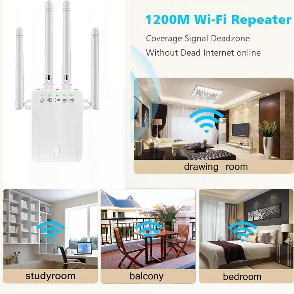 

300m Wireless Repeater Wifi Booster Router Signal Amplifier Extender 4 Antenna Router Signal Amplifier Suitable For Home Of B0U1