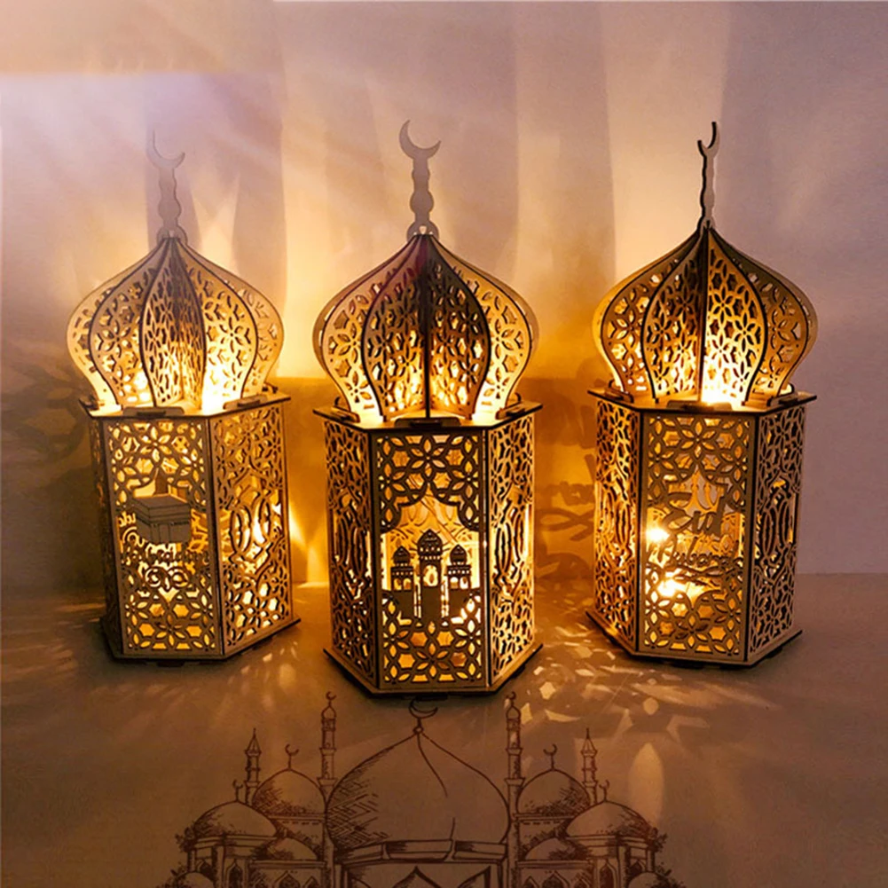 

Ramadan Decor Eid Mubarak LED Light Wooden Hanging Night Light Lamp Pendant Ornament For Islam Muslim Event Party Celebration