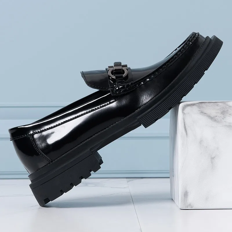 

Brand Fashion Mens Genuine Leather Formal Dress Shoes Slip On Loafers 2021 Platform Driving Shoes Business Man Office Work Shoes