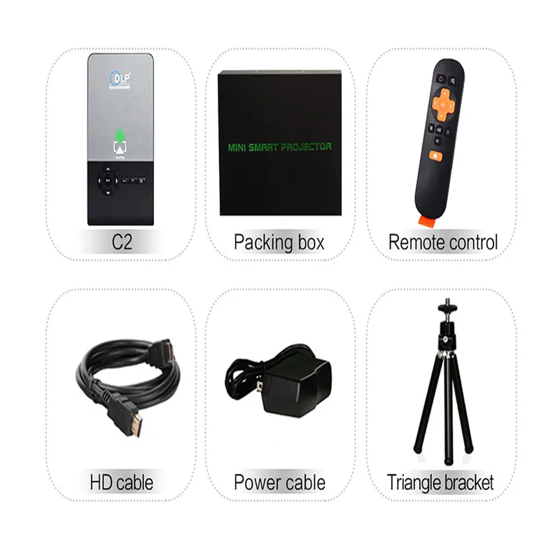 Проектор для смартфона 32 Гб Real TV C2 Mini DLP проектор Android 7 1 WiFi Bluetooth портативный