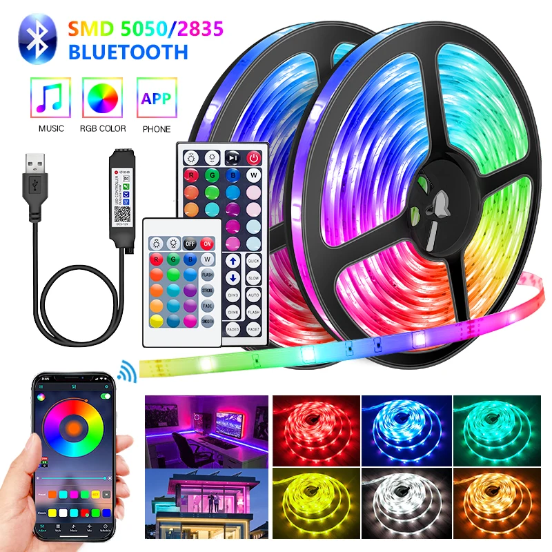 

USB LED Strip Light 5050 SMD USB Bluetooth RGB Lights Flexible LED Lamp Tape Ribbon RGB TV Desktop Diode Tape Controller