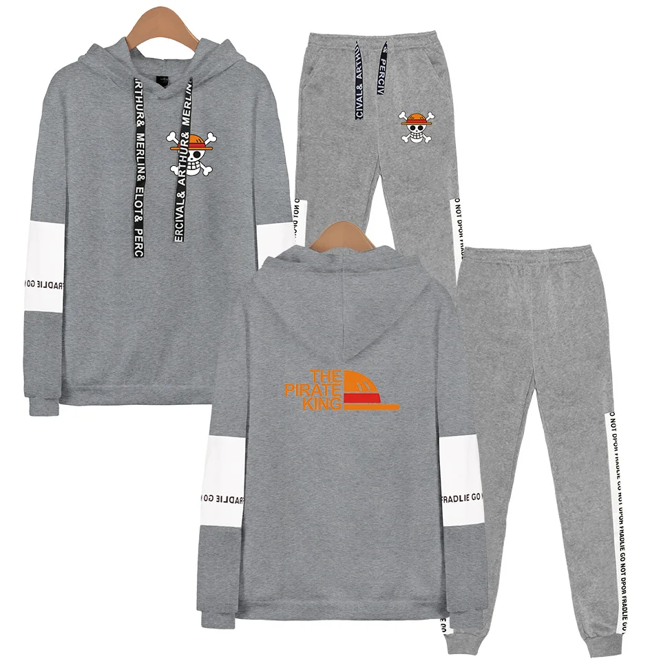 

One Piece Sweatshirt Set Men/women Anime Trendy Popular Hoodies +Sweatpants two piece Sweatshirt Set Harajuku boy/girl Casual
