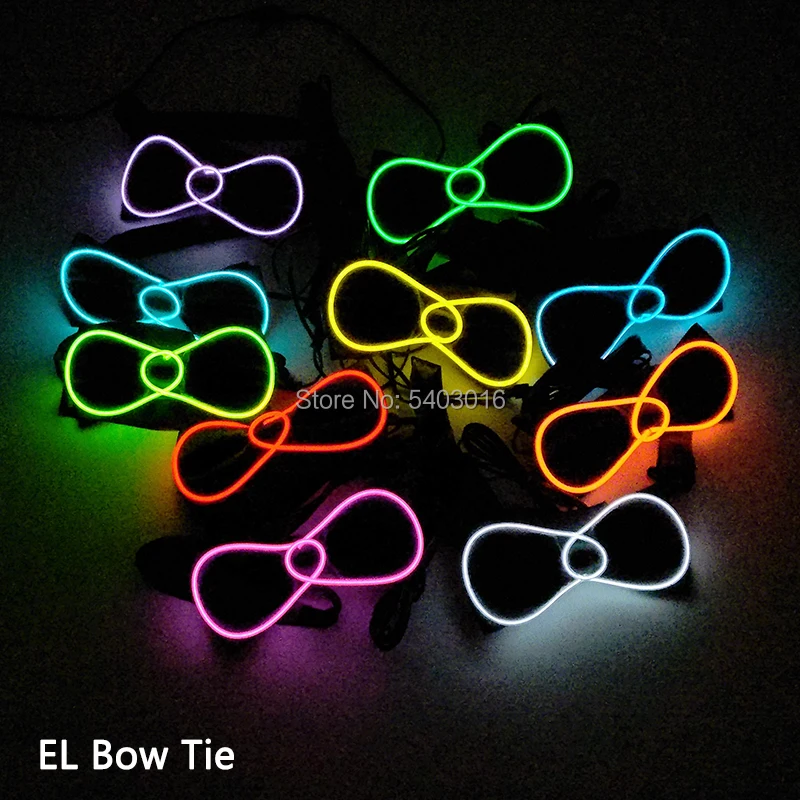 Мода EL светящийся галстук бабочка Светодиодный вечерние Мигающие неоновые