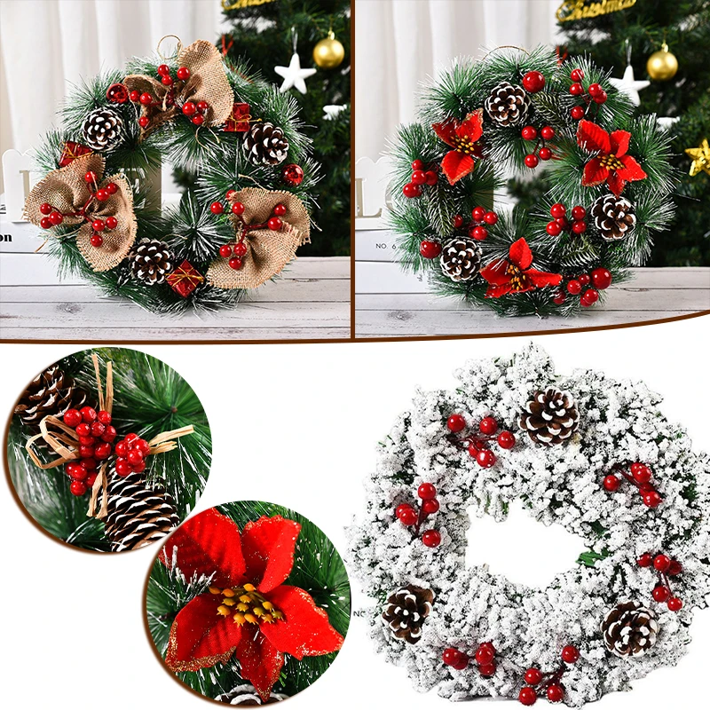

Christmas Decor Artificial Wreath Colorful Beautiful Wall Window Door Wreath for Front Door Party Décor JY