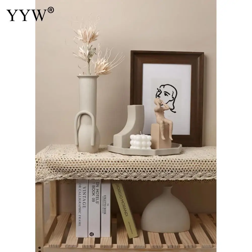 

Geometric Art Vase Creative White Color Decoration Living Room Flower Arrangement Household Dried Flowers Nordic Ceramic Flower