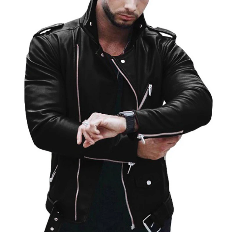 Мужские куртки модное повседневное короткое пальто с отворотом длинным рукавом