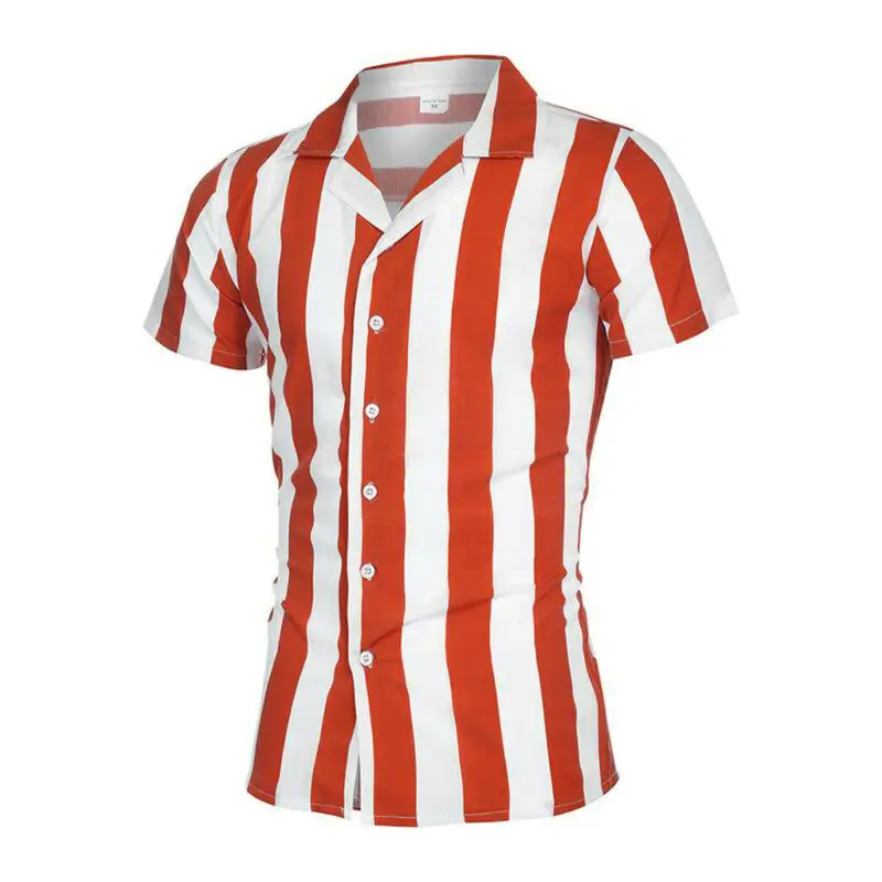 Блузка мужская летняя с широкими полосками коротким рукавом и отложным