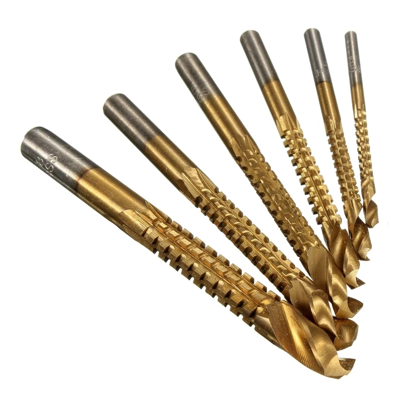 

6 pcs HSS Milling Drills Set Wood Drill Bits Drill Set for Wood Metal K075
