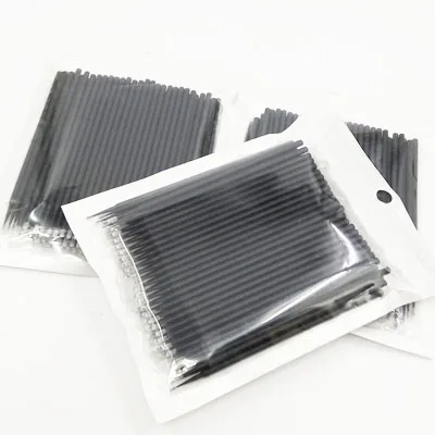 100pcs-Bag-Black(M) 100 шт./лот, одноразовые Микро Кисти, аппликаторы, кисть для туши, инструменты для наращивания ресниц, индивидуальные Микро Кисти для ресниц, косметическая кисть - Цвет: 100pcs-Bag-Black(M)