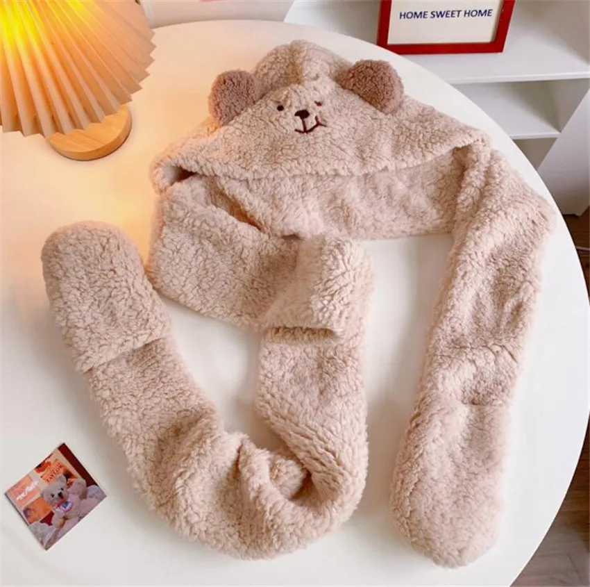 Плюшевая шапка и шарф в виде медведя стиле &quotЛолита&quot японская женская