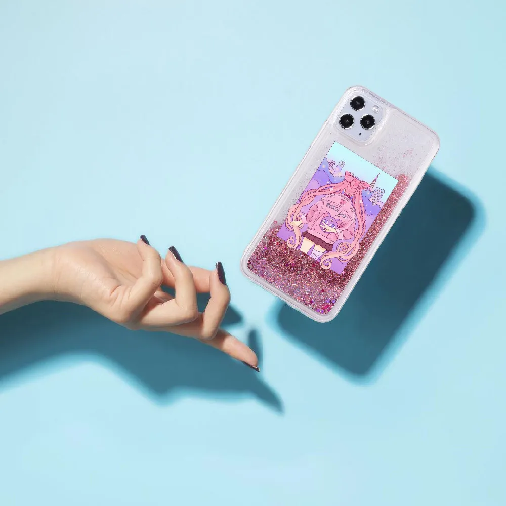 

Sailor Moon Stars Magic Sparkle Liquid Real Glitter Phone Case Fundas Cover for iPhone 12 11 X XS XR Max Pro 7 8 7Plus 8Plus 6