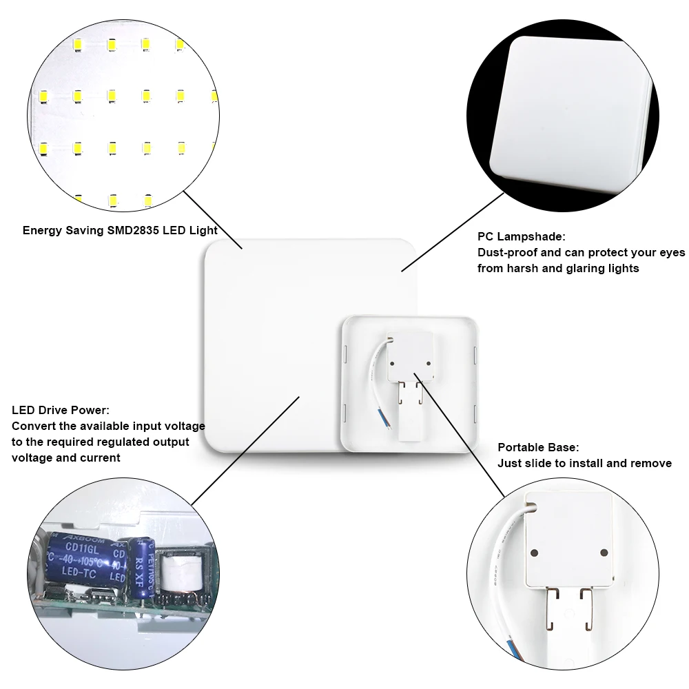 

LED Ceiling Light Modern Surface Mounting Ultrathin Lamps Square/Round For Kitchen Bedroom Bathroom Home Decoration AC85-265V