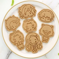 anime demon slayer cookie cutter 61220pcs set reusable baking tools for cakes plastic cookie stamp home decoration for party