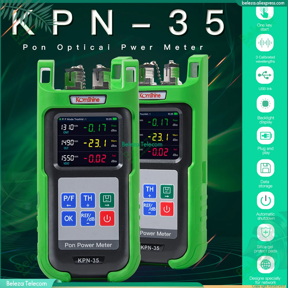 

KPN-35 Komshine Optical Fiber PON Power Meter 1310/1490/1550nm Medidor de potencia optico PON Network Tester
