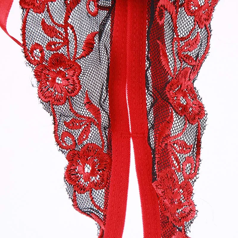 2019 Women Sexy Underwear Flower Embroidery T-back Thong Open Crotch Underpants Lacy Panties G-string DC116 | Тематическая одежда