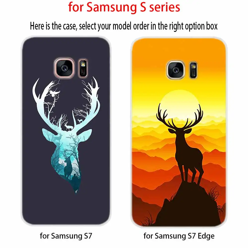 Phone Case Cover For Samsung Galaxy S7 Edge S8 S9 S10 S11 S20 S21 Plus Ultra Lite E deer Minimalistic animals | Мобильные телефоны